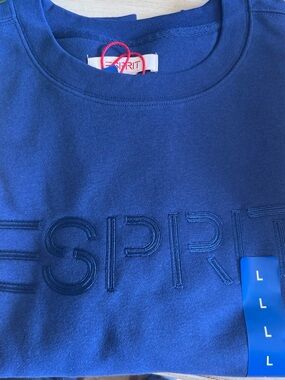 Esprit Deep Blue Embroidered Logo Crewneck